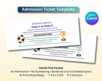 Boleto para el día del partido de la escuela secundaria editable en Canva