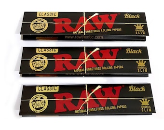 Raw Black Premium Papers (32 Papers Per Pack) Thinnest Natural Unrefined Kingsize