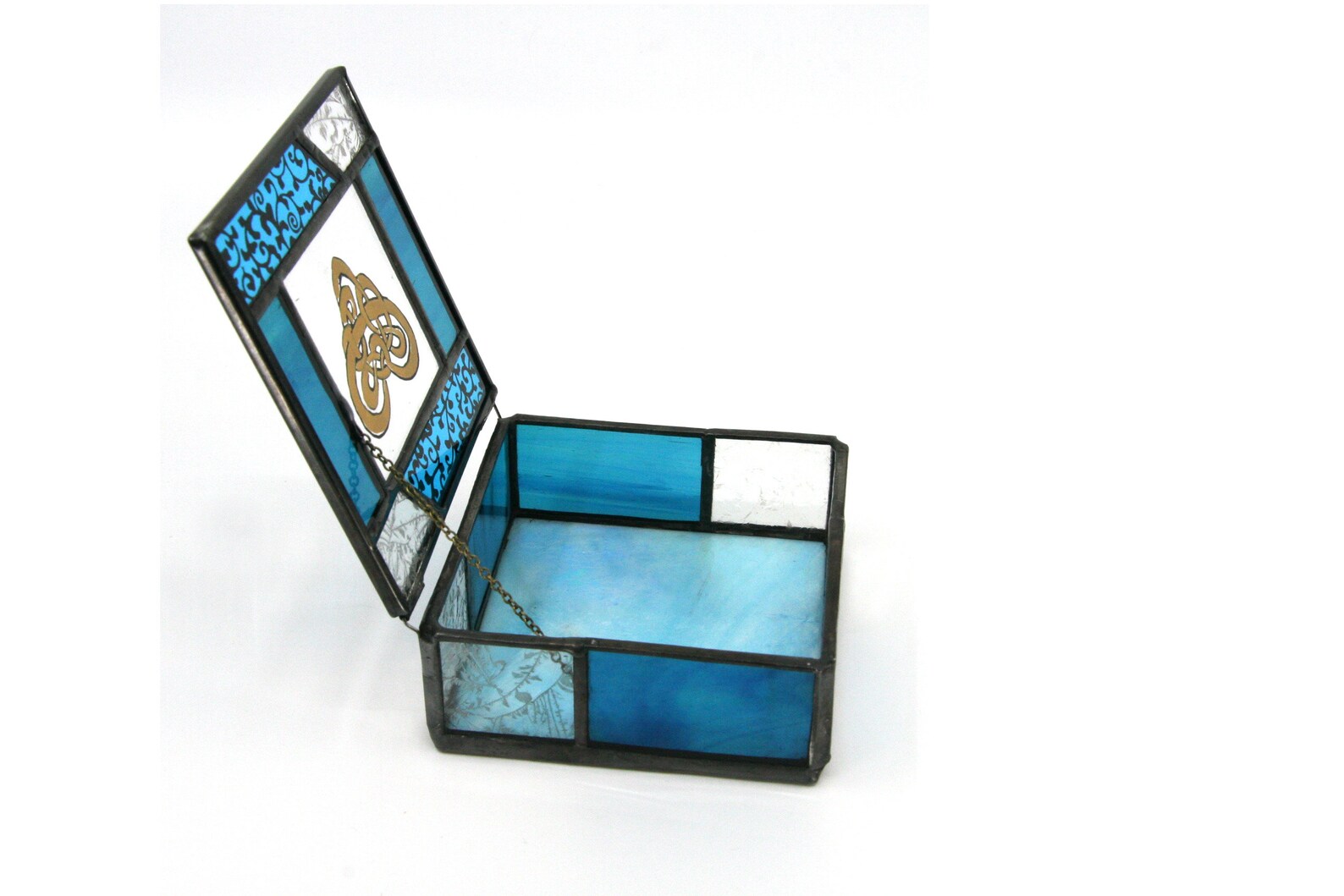 Stained Glass Box, Art Glass Jewelry Box, Painted Glass Keepsake Box