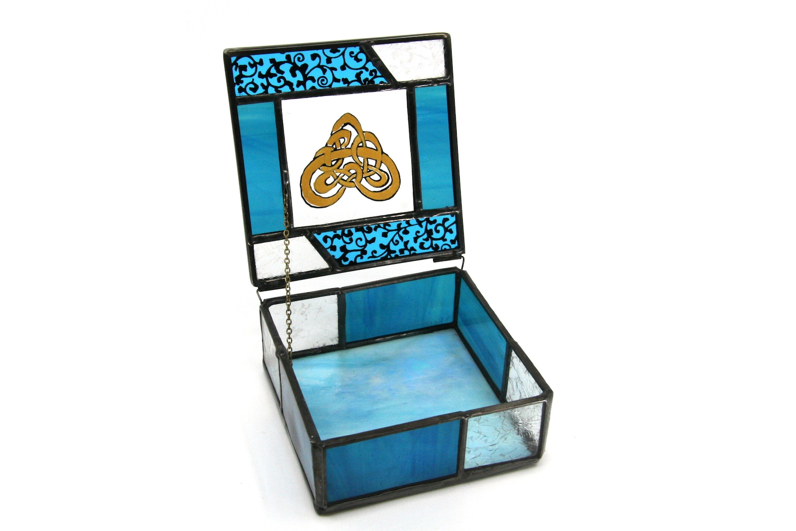 Stained Glass Box, Art Glass Jewelry Box, Painted Glass Keepsake Box