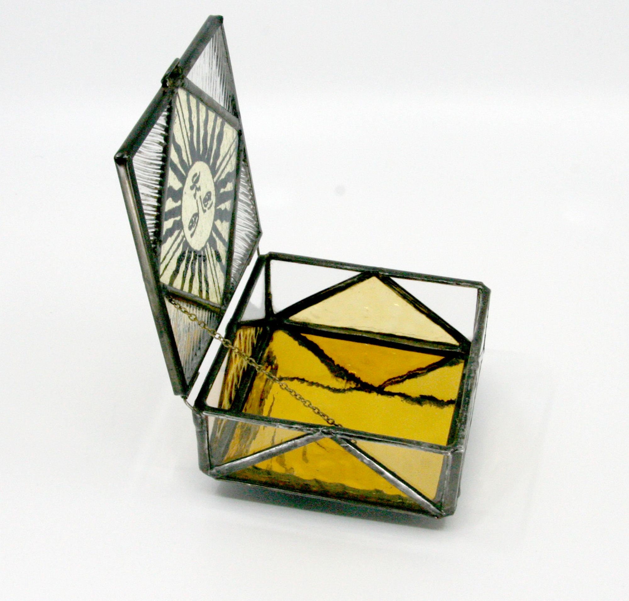 Stained Glass Box Art Glass Jewelry Box Painted Glass Etsy