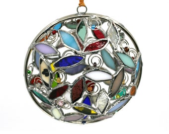 Stained Glass, Stained Glass Openwork, 3D stained glass, Glass Ornament, Dimensional Ornament , Glass Orb