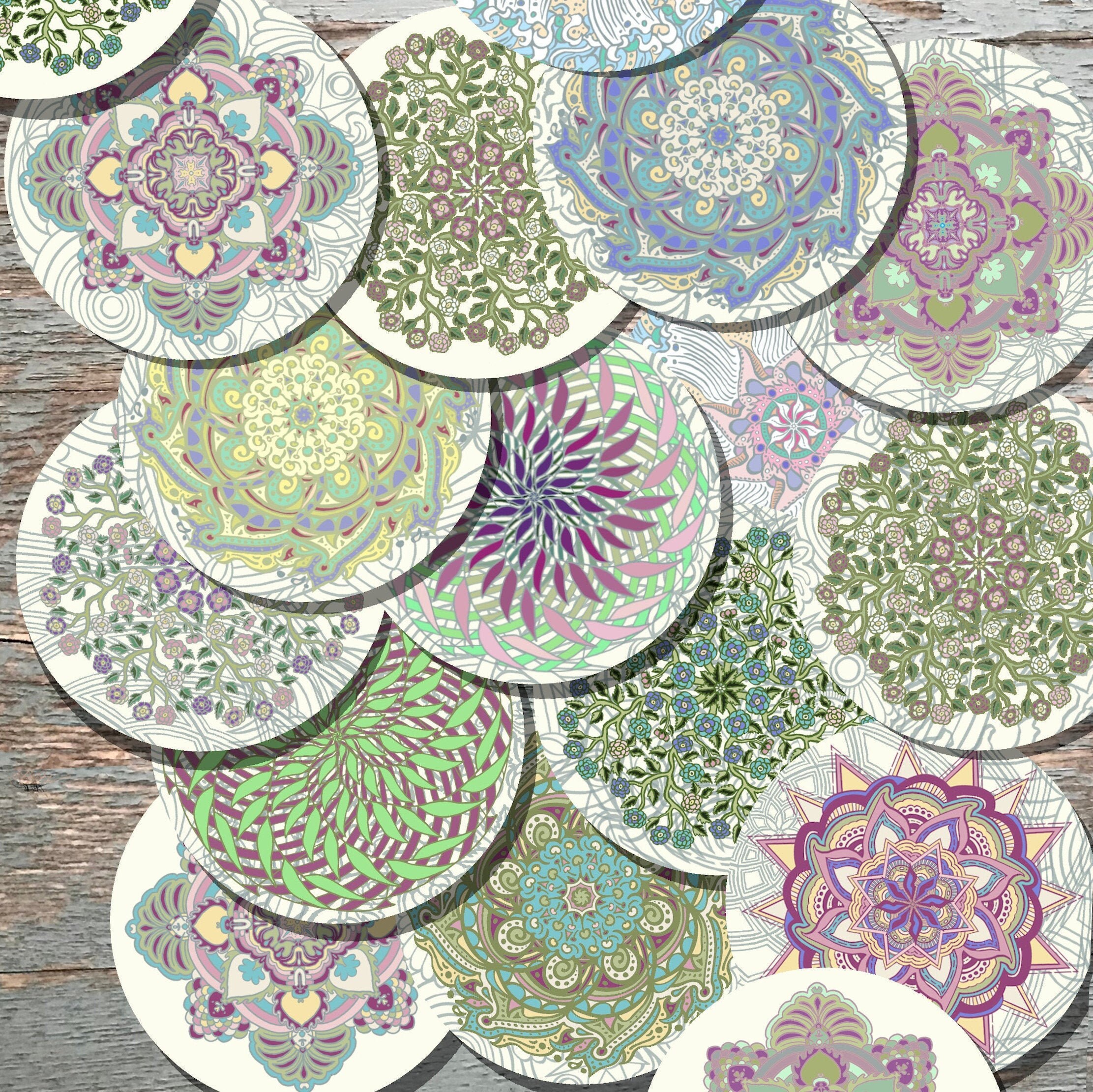 2.5 Inch Circles Printable Mandalas Medallions Digital Download Collage ...