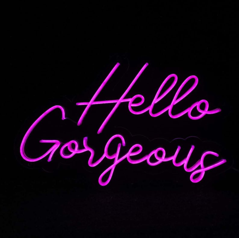 Hello Neon Sign Trendy Pink Neon Sign Hello Etsy