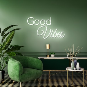 Good Vibes LED Neon Sign, bedroom, Trendy Quote Neon Sign