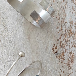 hammered bangle 925 silver to wear on both sides, minimalist light gift, birthday gift