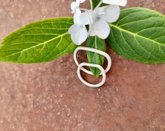 flattened double ring 925 silver / sterling silver forged slightly hammered surface as a gift beautiful everyday jewelry