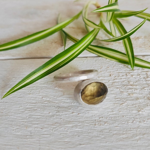 Echter Klunker Ring mit Citrin Naturstein oval aus 925 er Silber / Sterlingsilber  Größe 59 / 60 / 61 als Geschenk