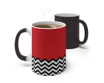 Color Changing Black Lodge Coffee Mug - Magical and Macabre Twin Peaks Tea Cup - Goth Witchy Halloween Mug