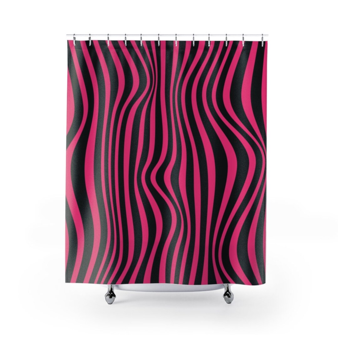 Bright Pink Zebra Shower Curtains Exotic Animal Print in Pink