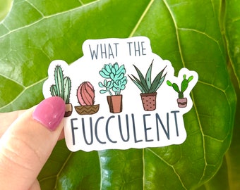 What The Fucculent Plant Funny Sticker, Mug | Waterproof || For Hydro Flask, Water Bottle, Laptop, Fridge, Birthday, Gift, Stocking