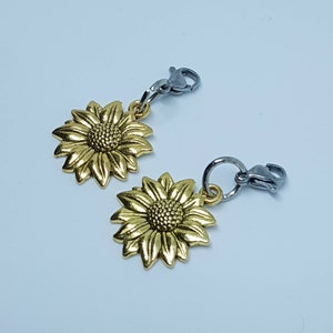 Handgemachte Kirsche gold Sonnenblume Stich Marker | Stricker & Häkeler Geschenk | Fortschrittstracker/Zähler | Schlüsselanhänger | Tasche/Geldbörse Zubehör