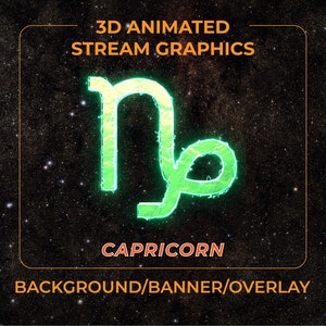 Capricorn Animated Stream Graphic/Element.3D Astrology/Horoscope/Zodiac Symbols/Signs. Overlays/Emotes/Badges/Banners/Backgrounds/Logos