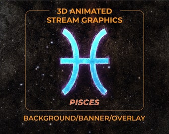 Pisces Animated Stream Graphics/Elements.3D Astrology/Horoscope/Zodiac Symbols/Signs. Overlays/Emotes/Badges/Banners/Backgrounds/Logos