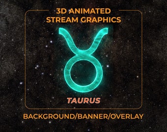 Taurus Animated Stream Graphics/Elements.3D Astrology/Horoscope/Zodiac Symbols/Signs. Overlays/Emotes/Badges/Banners/Backgrounds/Logos