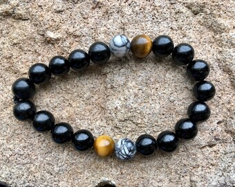 Black Tourmaline EMF Protection Healing Gemstone Bracelet Energy Charged