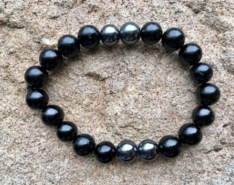 Black Tourmaline EMF Protection Healing Gemstone Bracelet Energy Charged