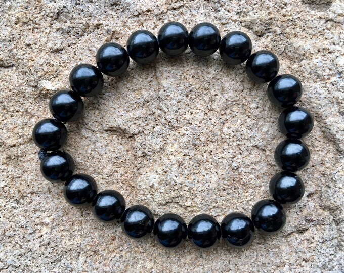 Black Tourmaline EMF Protection Healing Gemstone Bracelet Energy Charged