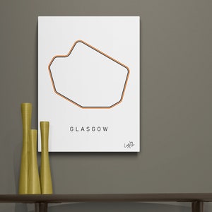 Carte du métro de Glasgow comme art au trait minimal pour la décoration de la maison