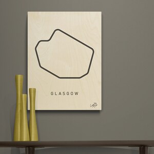Carte du métro de Glasgow comme art industriel minimal sur bois pour la décoration de la maison