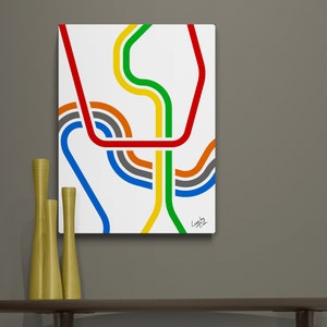 Les lignes de métro de Washington DC du centre-ville comme art au trait minimal pour la décoration de la maison