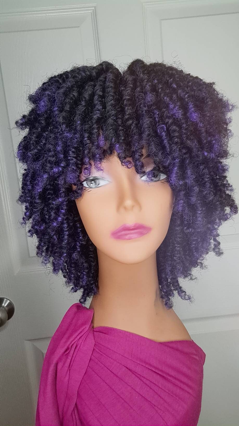 Spring Twist Wig With Bangs. Handmade Spring Twist Crochet  display picture 1