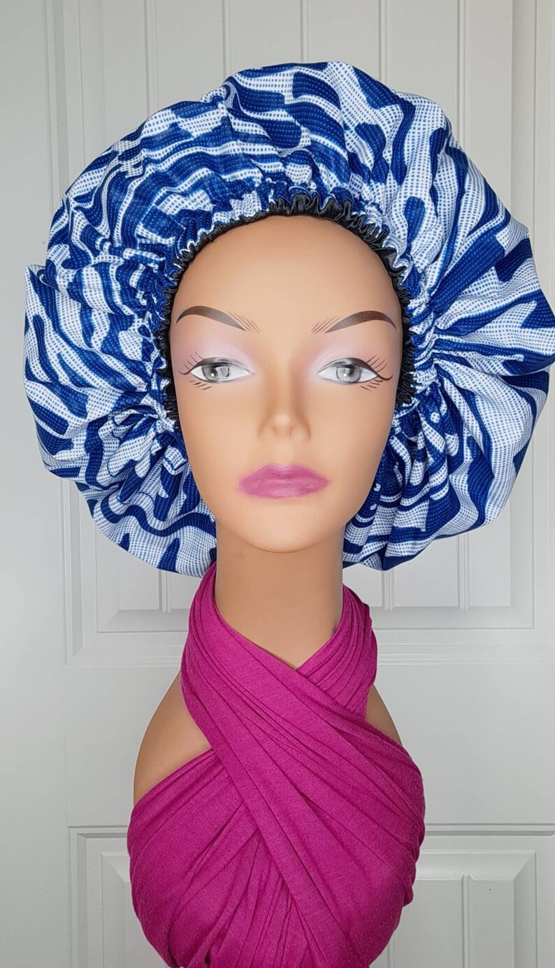 Bonnet Réversible En Satin Imprimé Ankara - Pour Femme, Neuf Avec étiquettes
