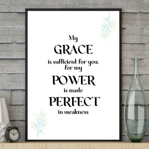 My Grace is Sufficient, Watercolour Print, 2 Corinthians 12:9, Scripture Wall Art, Bible Verse Printable, Christian Decor, Digital Download