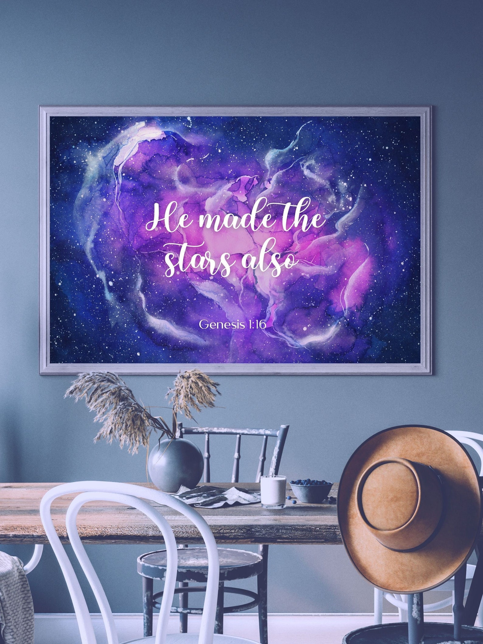Bible Verse Wall Art He Made the Stars Also Genesis 1:16 Digital ...