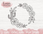 Cactus frame svg, Succulent svg files for cricut, Floral wreath svg, Cactus clipart, Flower wreath svg, Digital clipart