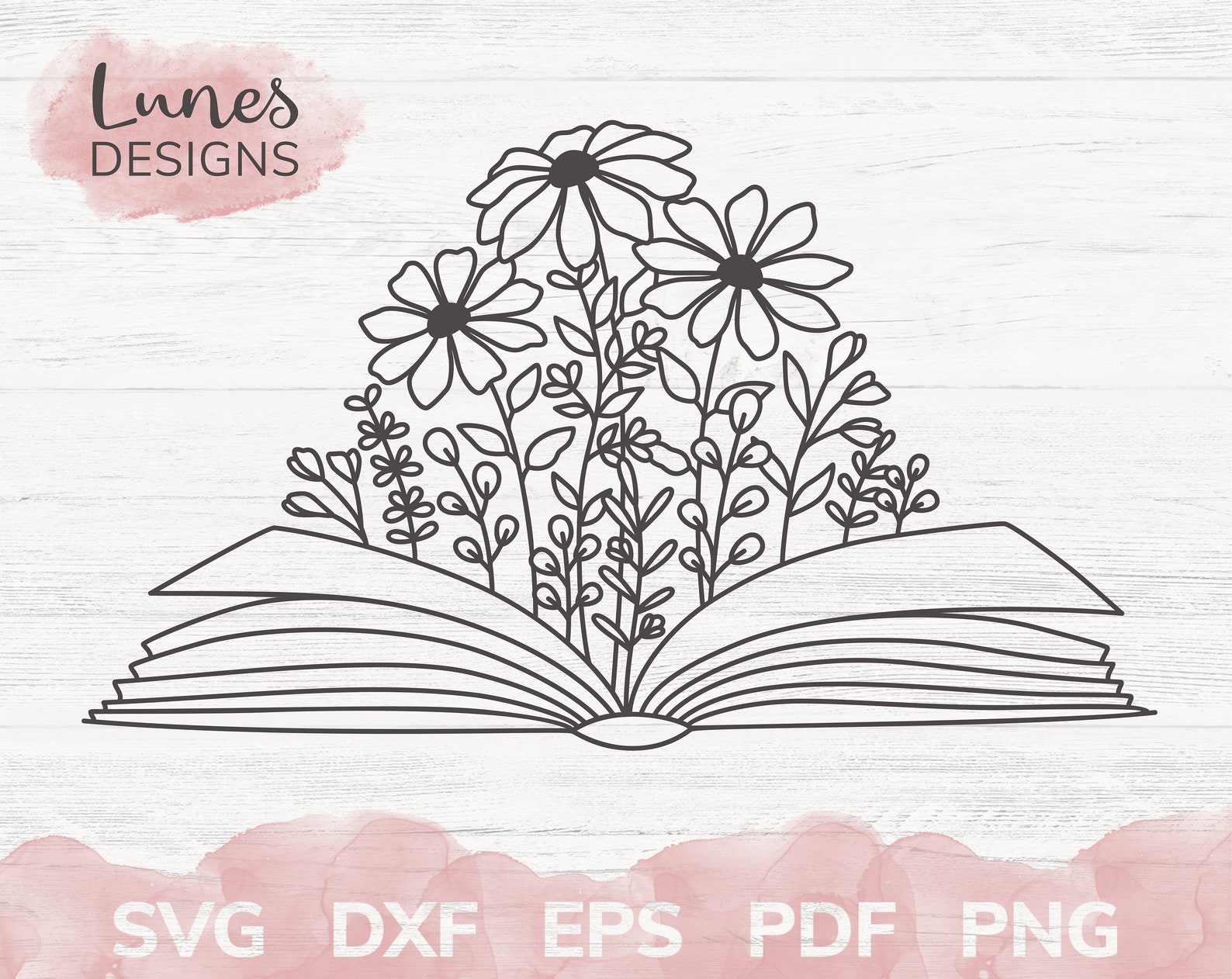 Book with flowers svg Reading svg Daisy svg Wildflower svg Etsy