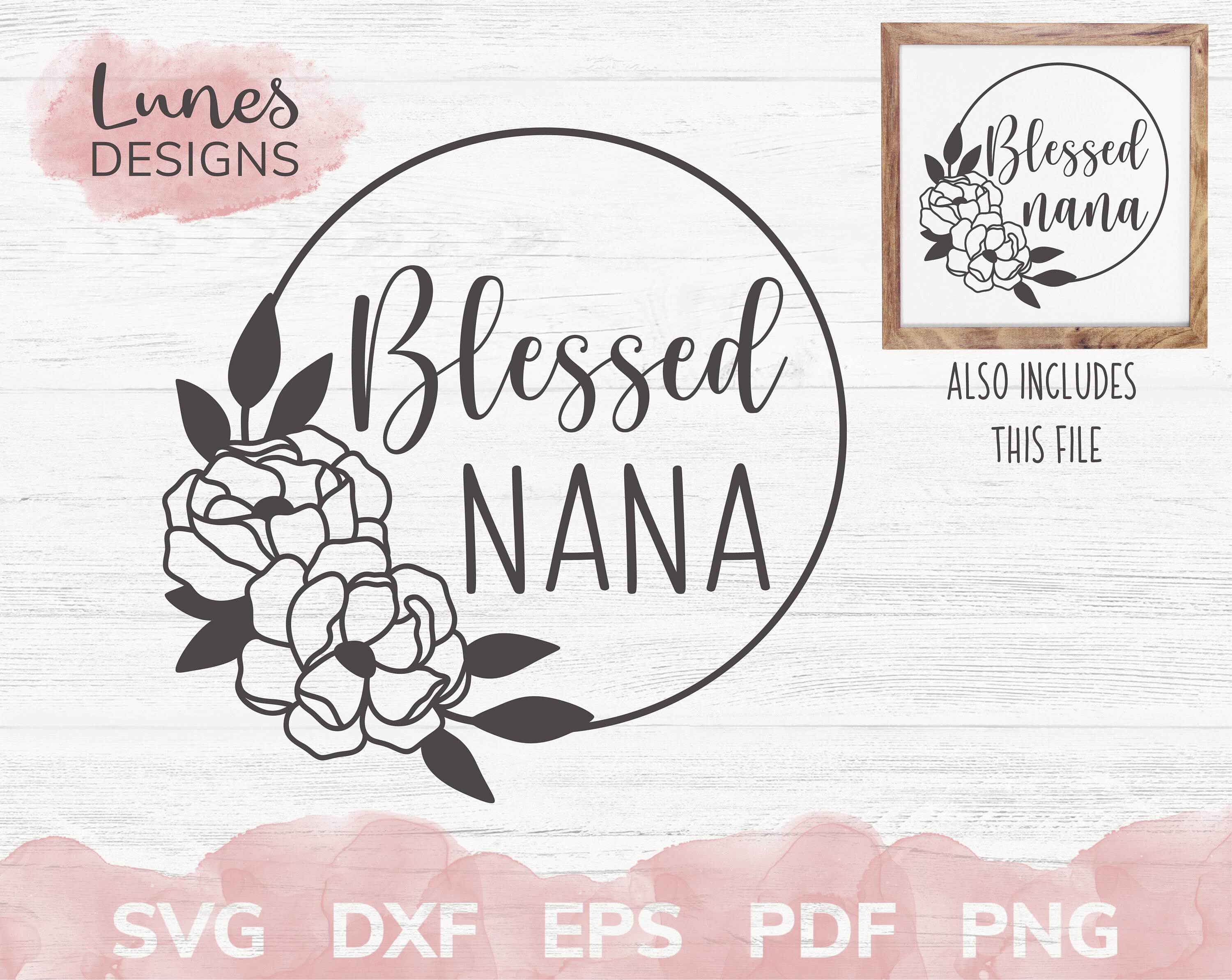 Blessed Nana Svg Grandma Svg Floral Frame Svg Monogram Svg Etsy