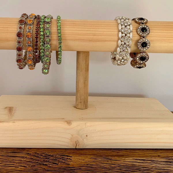 Solid Pine T Bar Jewellery Bracelet Watch Display Holder Stand