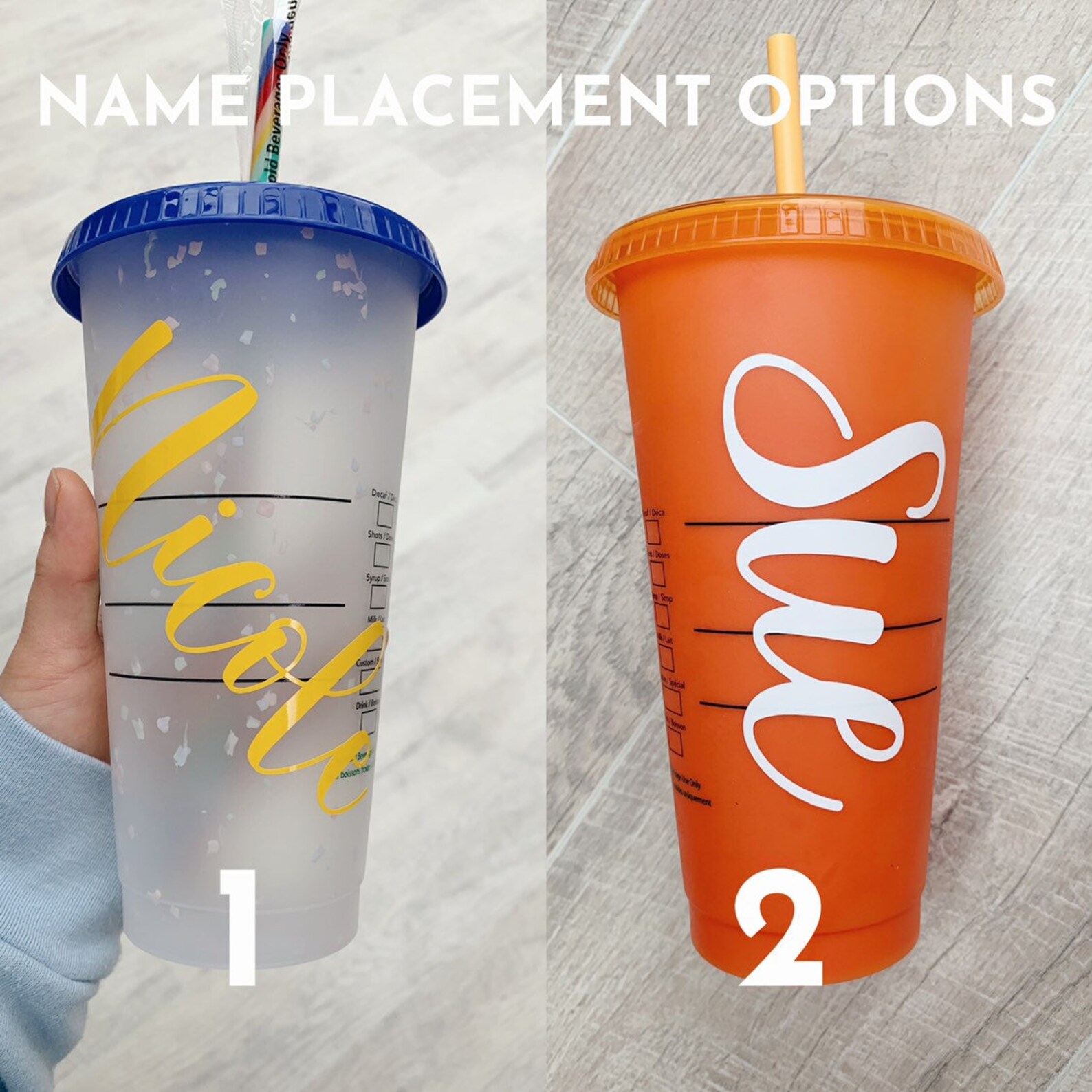 Custom Starbucks Cup Vinyl Name Decal Starbucks Color Etsy