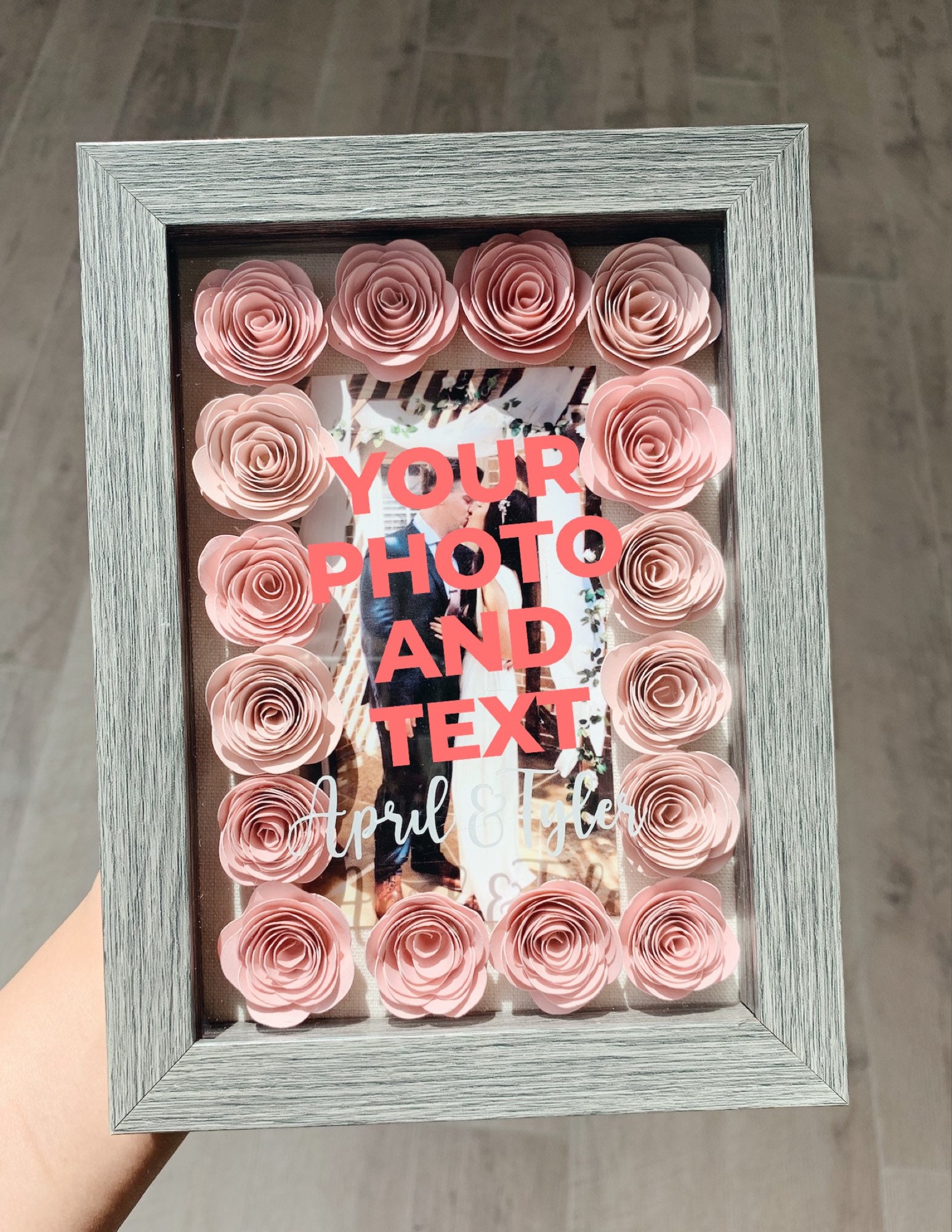 Rose Shadow Box Photo Shadow Box Handrolled Roses Etsy