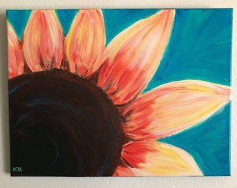 Sunflower Wall Art, Acrylic Painting, 12" x 16" Canvas