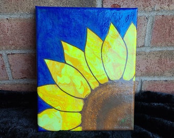 Sunflower Blacklight Painting, Glow in the Dark, Neon Fluorescent UV Reactive, Psychedelic Wall Art