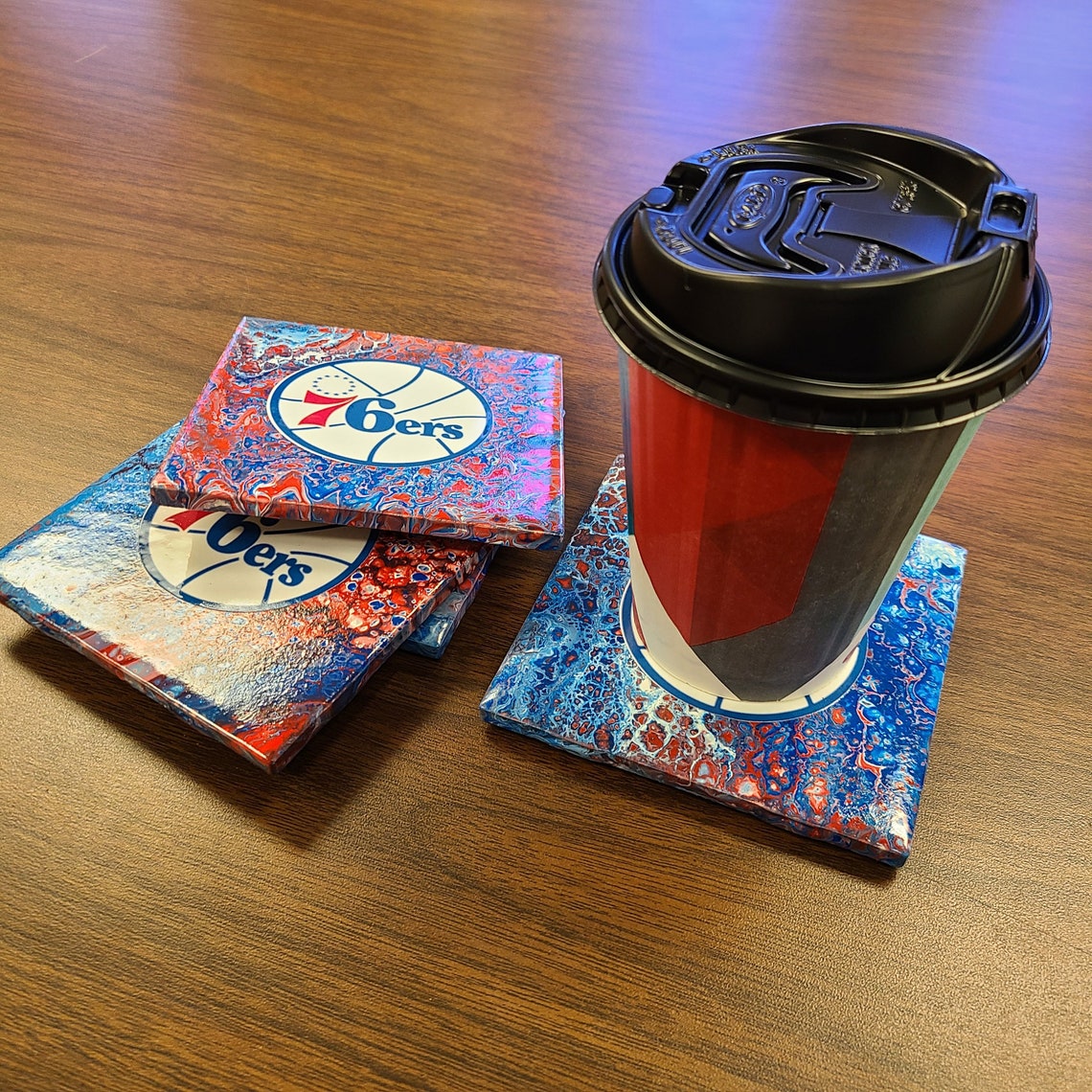 76ers Coasters Sports Fan Coasters Unique Basketball Fan Etsy