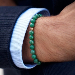 African Jade & 14K Gold Bracelet - AAA Grade - 6mm