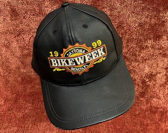 Vintage Bike Week Hat 1999 Leather Daytona Beach Bike Week - Etsy