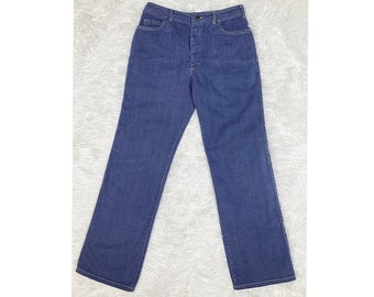 M-L/ Vintage Sears Dark Wash Jeans, 80’s High Rise Indigo Denim Boot Cut Jeans 30x31