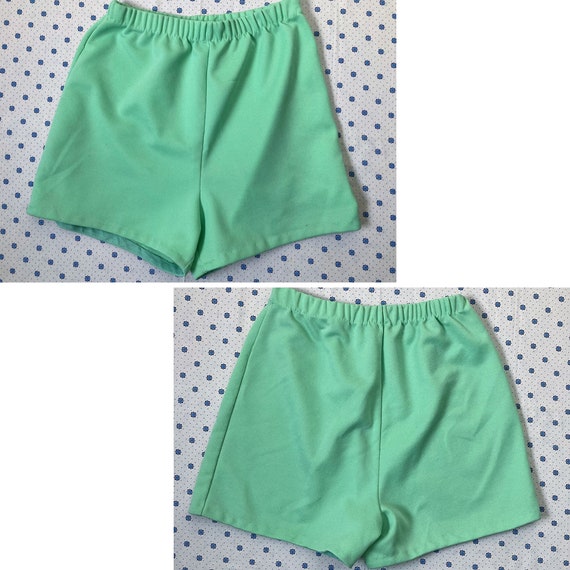 XS-S/ Vintage Mint Green Shorts, 70’s High Waist … - image 10