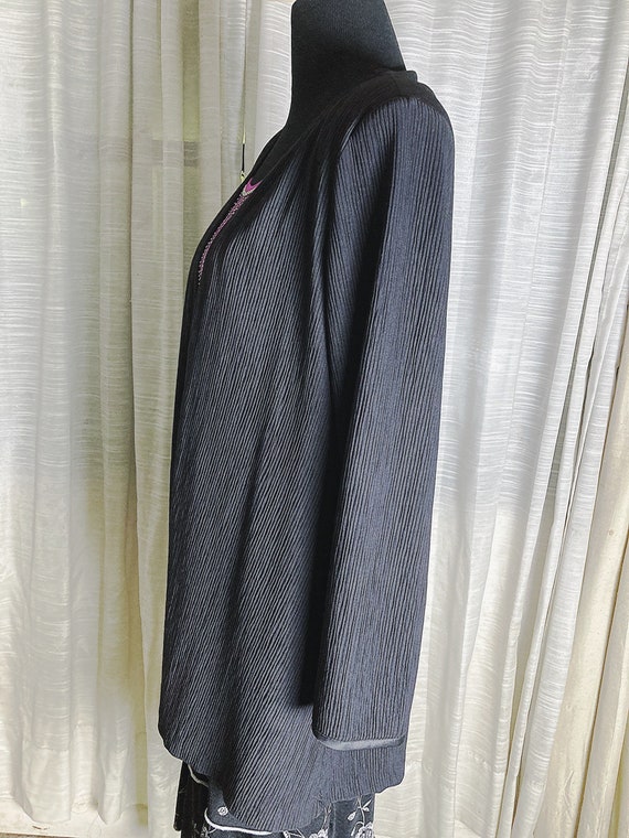 XL/ Vintage Plisse Cardigan, Long Sleeve Open Jac… - image 5