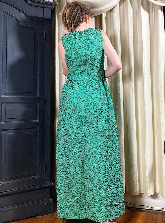 S-M/ Vintage Emerald Green Hostess Dress, 60’s 70… - image 8