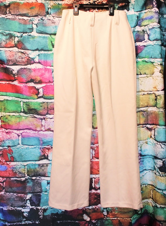 S/ Vintage Disco Pants,White Sailor Pants,Wide Le… - image 4