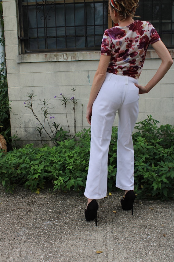 S/ Vintage Disco Pants,White Sailor Pants,Wide Le… - image 2