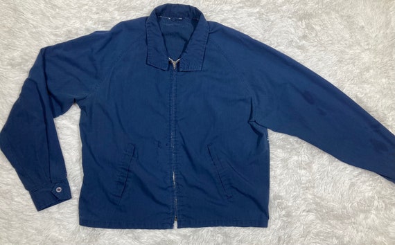 M-L/ Vintage Work Jacket, 70’s Navy Blue Distress… - image 9