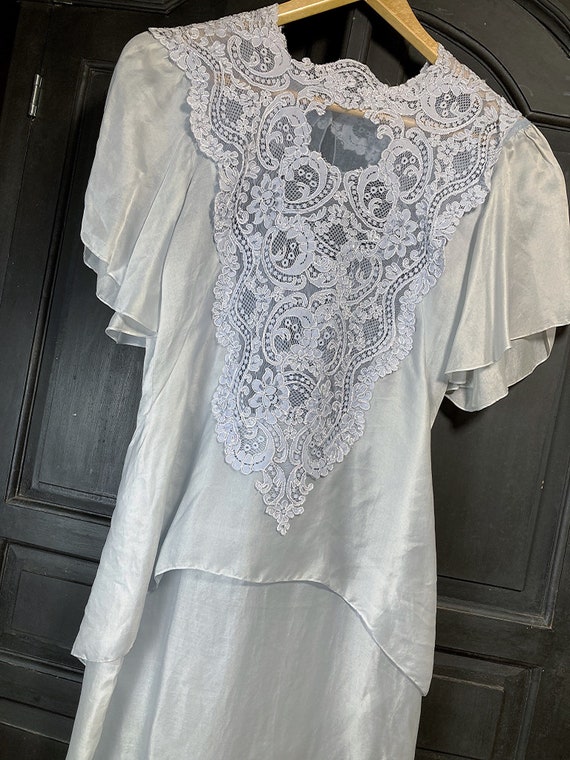 S-M/ Vintage 80’s Blue Silk Wedding Dress Capricc… - image 3