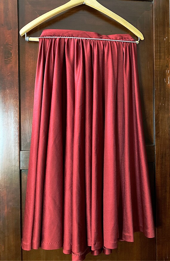 S/ Vintage Burgundy Circle Skirt, Gorgeous 70’s D… - image 6