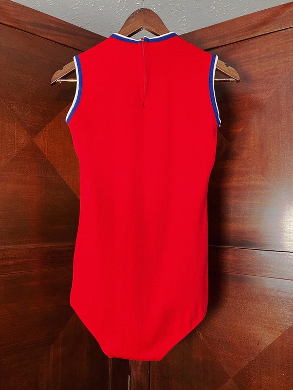 S/ Vintage Sleeveless Red Bodysuit, 60’s 70’s Red… - image 8